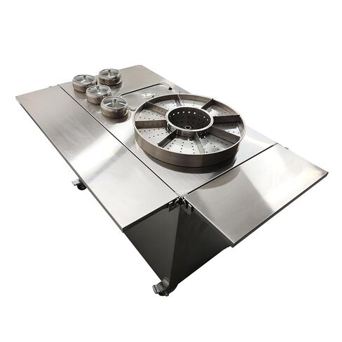 Stainless Steel Street Food Cart, Liquefied Gas Powered Mobile Vending Cart with 9-Grid Fountain Pot, Commercial Portable Kiosk with Foldable Tables for Outdoor Markets and Mall Food Service in Kuwait