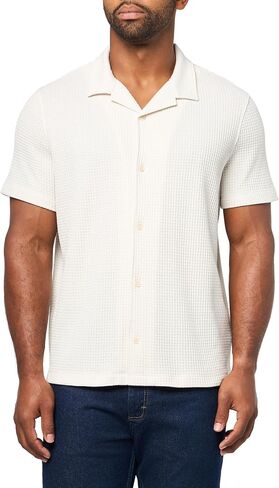 Vince Men's Macro Waffle S/S Button Down Cabana in Kuwait