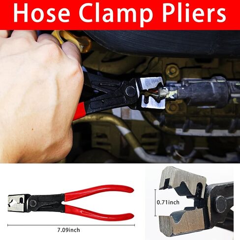 5 Pcs Hose Clamp Pliers, Automotive Long Reach Hose Clamp Removal Tool, Includes 27" Flexible Wire Spring, Swivel Jaw Flat Band Plier, Hose Remover, Clic-R Collar Plier for Fuel Oil Water Hose in Kuwait