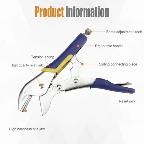 Hose Pinch Off Pliers, C45 Steel Heavy Duty Sheet Metal Clamp Tool, Equipped with 7mm Straight Jaw Locking Pliers, Large Clamping Force for Sealing Copper Pipes in Kuwait