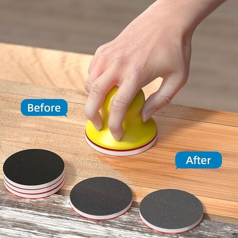 BURMONG 32PCS Sanding Sponge Set，3 Inch Hook & Loop Sanding Sponge Discs Kit, 180–3000 Grit Wet Dry Sanding Pads with 3" Hand Sanding Block for Wood, Metal, Headlight & Curved Surface Polishing in Kuwait