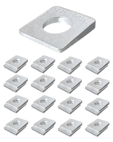 Hot-Dipped Galvanized 32-Pack 1/2" Beveled Square Washers for Leveling I-Beam & Strut Channel, 1-1/32" x 1-1/32" Heavy Duty Steel in Kuwait