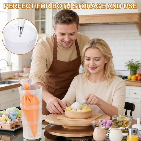 Pastry Piping Bag Holder Stand, Stackable Translucent Piping Bag Holder | Stand for Filling Hands-Free Adjustable Height Cream Icing Bags Rack for Baking in Kuwait