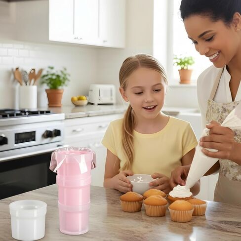 Pastry Piping Bag Holder Stand, Stackable Translucent Piping Bag Holder | Stand for Filling Hands-Free Adjustable Height Cream Icing Bags Rack for Baking in Kuwait