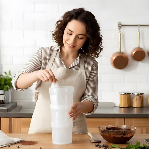 Pastry Piping Bag Holder Stand, Stackable Translucent Piping Bag Holder | Stand for Filling Hands-Free Adjustable Height Cream Icing Bags Rack for Baking in Kuwait