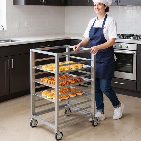 9 Tier 3 Inch Spacing Aluminium Home Commercial Kitchen Bakery Cooling Rack with Wheels Commercial Kitchen Bun Pan Sheet Pan Rack for Restaurant Cafeteria Pizzeria in Kuwait