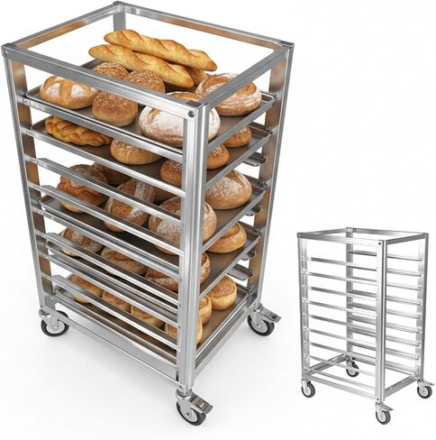 9 Tier 3 Inch Spacing Aluminium Home Commercial Kitchen Bakery Cooling Rack with Wheels Commercial Kitchen Bun Pan Sheet Pan Rack for Restaurant Cafeteria Pizzeria in Kuwait