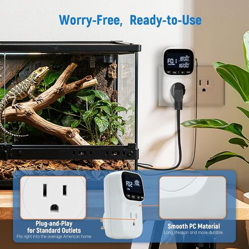 Digital Temperature Controller, Thermostat Outlet with LCD Display | 15A/1800W, Heating & Cooling Mode, -40℉~210℉, 4 Timing Modes, For Greenhouse Incubator Homebrew Reptile Tank in Kuwait