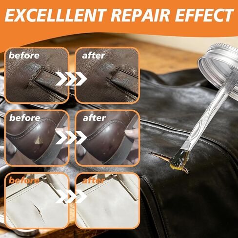 Leather Glue 120ML/4OZ,Leather Repair Cement with Brush,Professional Leather Adhesive for Repairing Leather Sofa,Shoes,Bags,Jackets,Furniture,Waterproof Flexible High Strength in Kuwait