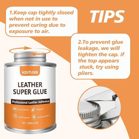 Leather Glue 120ML/4OZ,Leather Repair Cement with Brush,Professional Leather Adhesive for Repairing Leather Sofa,Shoes,Bags,Jackets,Furniture,Waterproof Flexible High Strength in Kuwait