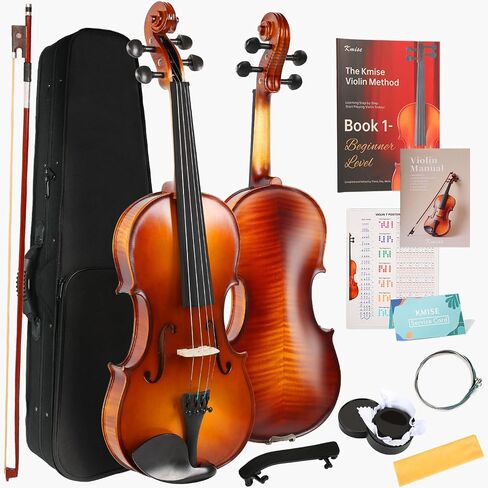 Kmise Teacher Approved 4/4 Full Size Violin Starter Kit for Adults Beginners Students, High Density Ebony Acoustic Violins, Fiddle Bundle with Case, Bow, Rosin, Strings, Shoulder Rest & Guide in Saudi Arabia