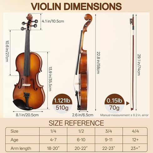 Kmise Teacher Approved 4/4 Full Size Violin Starter Kit for Adults Beginners Students, High Density Ebony Acoustic Violins, Fiddle Bundle with Case, Bow, Rosin, Strings, Shoulder Rest & Guide in Kuwait