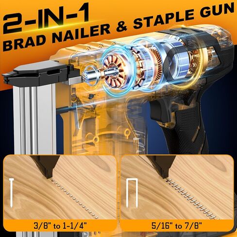 18 Gauge Brad Nailer Cordless for DEWALT 20V Battery (No Battery), 2 in 1 Electric Nail Gun/Staple Gun Battery Powered with 2000 Nails for Wood, Drive up to 1-1/4 in Nails & Crown 7/8 in Staples in Saudi Arabia