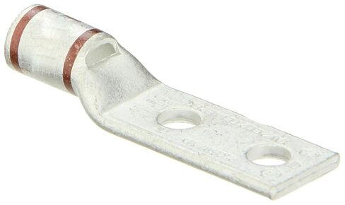 Burndy YAV2C-L2TC14E2-FX Two Hole Hylug Flex Conductor Standard Barrel, 125/24, 150/24, 2 Weld, 2 AWG Conductor, 2.38" Length, 1/4" Stud Hole Size, 0.68" Tongue Width in Kuwait