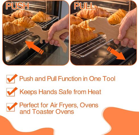 SiliFine Magnetic Dino Oven Rack Push Puller, Dinosaur Beech Wood Pull Out Hot Racks Puller Push Pull Tool Bake Oven Baking Accessories for Air Fryer and Toaster Ovens in Kuwait
