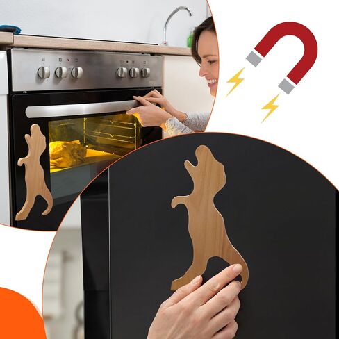 SiliFine Magnetic Dino Oven Rack Push Puller, Dinosaur Beech Wood Pull Out Hot Racks Puller Push Pull Tool Bake Oven Baking Accessories for Air Fryer and Toaster Ovens in Kuwait