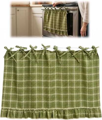 Oven Skirt with Pockets, Handmade Oven Skirts, Dishwasher Oven Curtain with Pockets, Ribbon Ties, Decorative Stove Curtain for Dishwashers, Washing Machines, Conceal Clutter in Kuwait