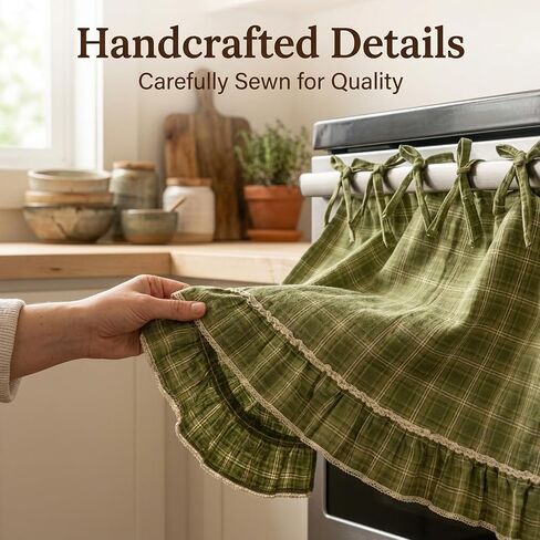 Oven Skirt with Pockets, Handmade Oven Skirts, Dishwasher Oven Curtain with Pockets, Ribbon Ties, Decorative Stove Curtain for Dishwashers, Washing Machines, Conceal Clutter in Kuwait