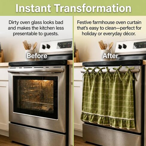 Oven Skirt with Pockets, Handmade Oven Skirts, Dishwasher Oven Curtain with Pockets, Ribbon Ties, Decorative Stove Curtain for Dishwashers, Washing Machines, Conceal Clutter in Kuwait