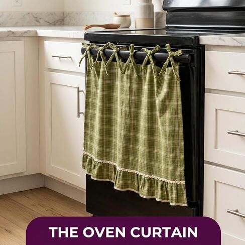 Oven Skirt with Pockets, Handmade Oven Skirts, Dishwasher Oven Curtain with Pockets, Ribbon Ties, Decorative Stove Curtain for Dishwashers, Washing Machines, Conceal Clutter in Kuwait