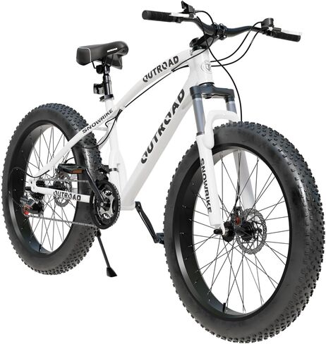 Max4out 26 Inch Fat Tire Mountain Bike, 21-Speed 4-Inch Tide Tires Dual Disc Brake Bicycle with Suspension Fork, Heavy-Duty 400lb Mountain Bike for Big & Tall Riders in Kuwait