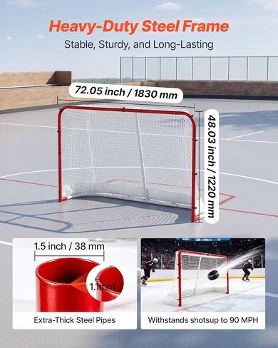 VEVOR Street Hockey Goal, Heavy-Duty Steel Street + Roller Hockey Nets, Durable Hockey Net for Indoor Outdoor Use, Lightweight Portable Training, Easy Assembly for Backyard Park Garage in Kuwait