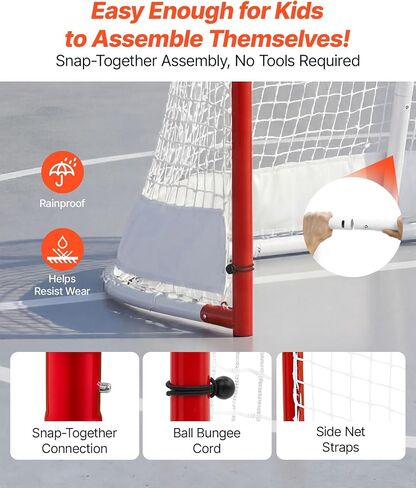 VEVOR Street Hockey Goal, Heavy-Duty Steel Street + Roller Hockey Nets, Durable Hockey Net for Indoor Outdoor Use, Lightweight Portable Training, Easy Assembly for Backyard Park Garage in Kuwait
