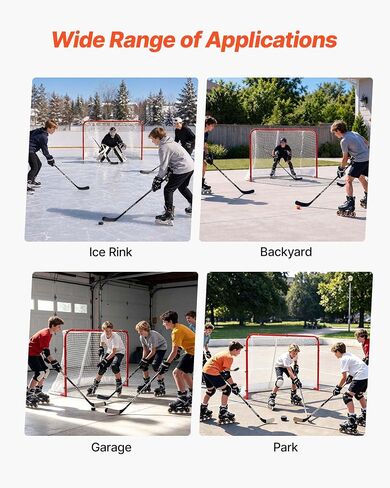 VEVOR Street Hockey Goal, Heavy-Duty Steel Street + Roller Hockey Nets, Durable Hockey Net for Indoor Outdoor Use, Lightweight Portable Training, Easy Assembly for Backyard Park Garage in Kuwait