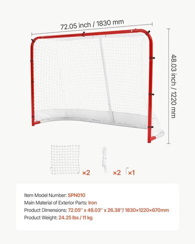 VEVOR Street Hockey Goal, Heavy-Duty Steel Street + Roller Hockey Nets, Durable Hockey Net for Indoor Outdoor Use, Lightweight Portable Training, Easy Assembly for Backyard Park Garage in Kuwait