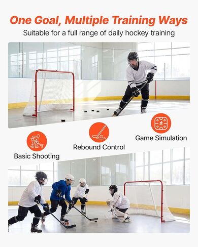 VEVOR Street Hockey Goal, Heavy-Duty Steel Street + Roller Hockey Nets, Durable Hockey Net for Indoor Outdoor Use, Lightweight Portable Training, Easy Assembly for Backyard Park Garage in Kuwait