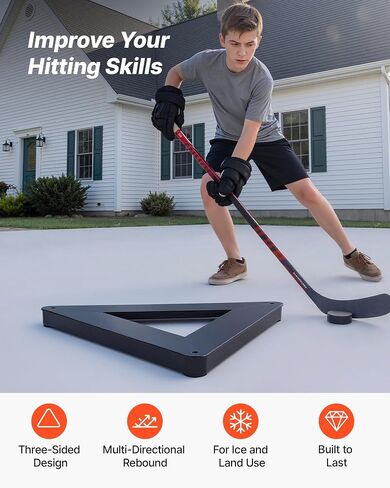 VEVOR Triangle Hockey Passer, Heavy-Duty Multi-Angle Rebounder, Hockey Passing Aid, Passing & Stick Handling Trainer, Off-Ice & On-Ice Portable Equipment, Help Improve Puck Control & Shooting in Kuwait