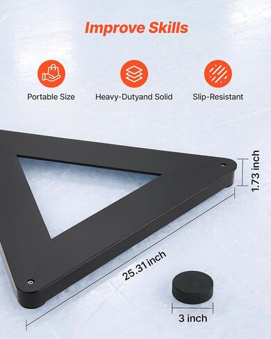 VEVOR Triangle Hockey Passer, Heavy-Duty Multi-Angle Rebounder, Hockey Passing Aid, Passing & Stick Handling Trainer, Off-Ice & On-Ice Portable Equipment, Help Improve Puck Control & Shooting in Kuwait
