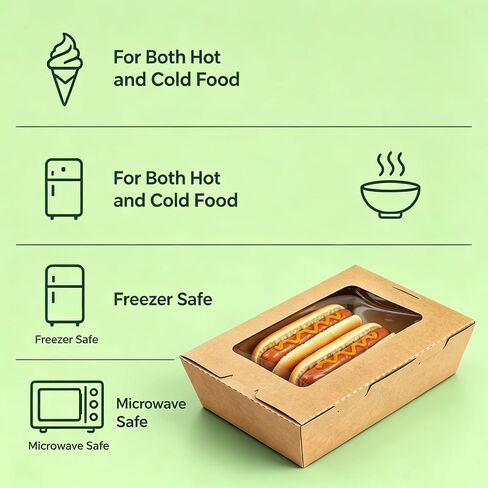 50 Pack Take Out Food Containers with Window, 40 oz Microwaveable Kraft Paper To-Go Boxes, Foldable Pastry Containers for Catering, Restaurants, Parties, Meal Prep in Kuwait