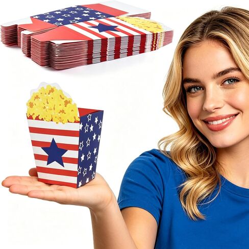 Popcorn Boxes 24 Pcs 4th of July Patriotic Snacks Containers for Party in Kuwait
