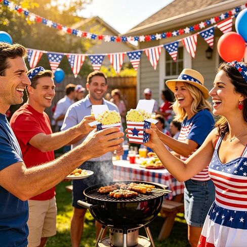 Popcorn Boxes 24 Pcs 4th of July Patriotic Snacks Containers for Party in Kuwait