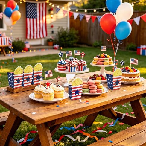 Popcorn Boxes 24 Pcs 4th of July Patriotic Snacks Containers for Party in Kuwait