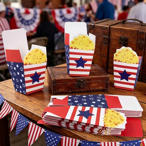 Popcorn Boxes 24 Pcs 4th of July Patriotic Snacks Containers for Party in Kuwait