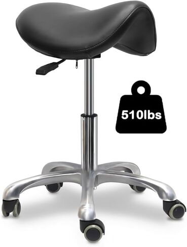Saddle Stool with Wheels,Rolling Stool,Rolling Chair Ergonomic Swivel Rolling Chair with Hydraulic Lifting Height Adjustable Rolling for Office Medical Massage Salon Drafting(Black) in Kuwait