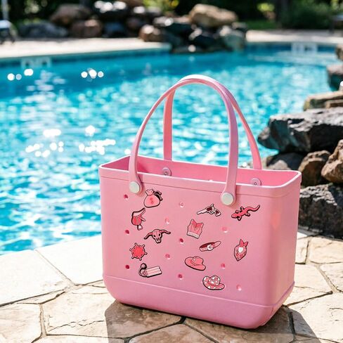 Letter Charms for Bogg Bag, Decorative Alphabet Lettering Insert Accessories For Handbag Tote Beach Bag (Pink, J) in Kuwait