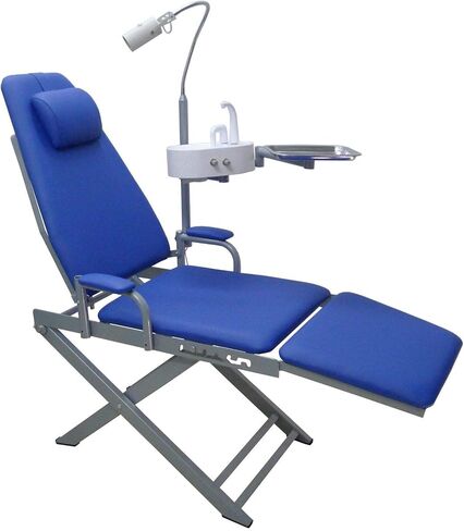 Por~Table Folding Mo~Bile Ch~air with lamp and Tr~ay + Wa~ste Basin Blue in Kuwait