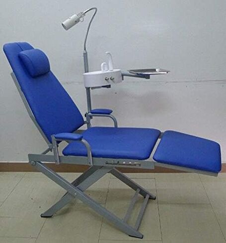 Por~Table Folding Mo~Bile Ch~air with lamp and Tr~ay + Wa~ste Basin Blue in Kuwait