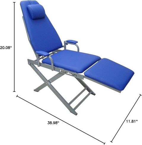 Por~Table Folding Mo~Bile Ch~air with lamp and Tr~ay + Wa~ste Basin Blue in Kuwait