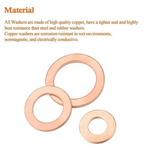 300PCS Metric Solid Copper Crush Washers Assortment Kit, 12 Sizes Flat Round Copper Sealing Gasket for Oil Drain Plug, Hydraulic Fitting & Pipe Connection Sealing in Kuwait