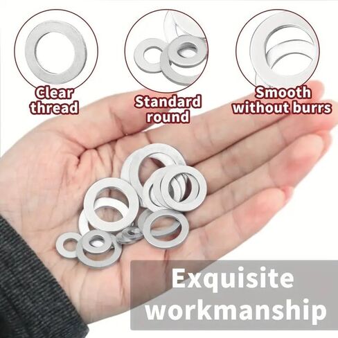 185PCS Aluminum Crush Washer Assortment Kit, Oil Drain Plug Gasket Sealing Washers, 7 Outer Diameter Sizes 10/12/14/16/18/20/22mm for Auto Motorcycle Oil Change in Kuwait