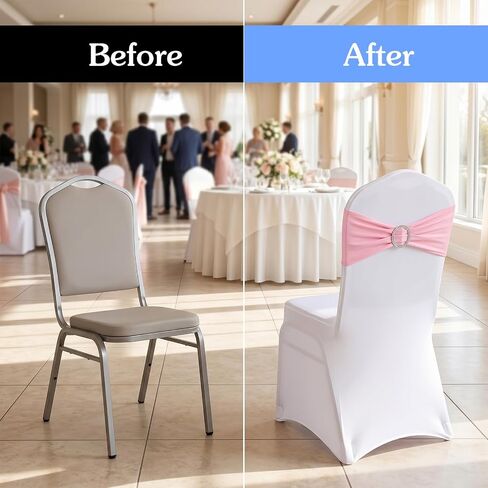48 Pcs Spandex Chair Sashes for Wedding Decoration, Stretch Chair Sashes with Buckle, for Banquet Party Fiesta Ceremony Reception, Blue Green Pink Purple in Kuwait