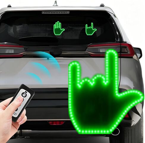 3 في 1 Glogesture Light Light للسيارة ، تضيء اليد لنافذة السيارة ، علامة LED RAGE LED مع ضوء إيماءات يدوي عن بعد للسيارات ، علامة LED FARCHER ، إكسسوارات السيارات المضحكة (أرجوانية) in Kuwait