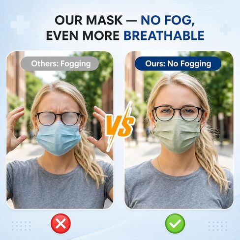 Disposable Face Mask for Adults - FSA Eligible HSA, 4 Ply 50 Pack Individually Wrapped, 10 Color Breathable Safe Travel Masks in Kuwait
