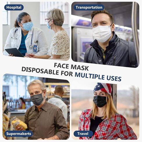 Disposable Face Mask for Adults - FSA Eligible HSA, 4 Ply 50 Pack Individually Wrapped, 10 Color Breathable Safe Travel Masks in Kuwait