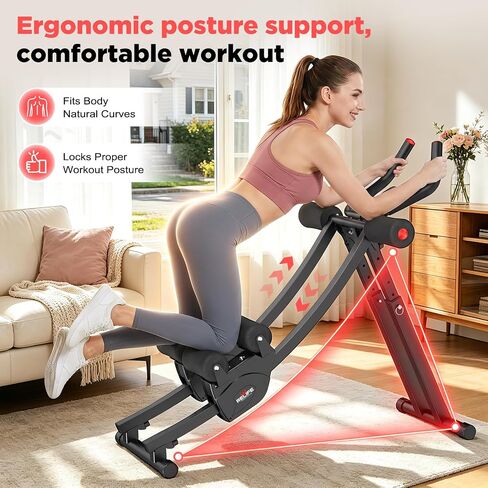 RELIFE REBUILD YOUR LIFE Dual Track Ab Machine, Foldable Abdominal Workout Trainer, Independent Ab Workout Equipment for Home Gym, Core Strength Training Gear Max Load 440 LBS in Kuwait