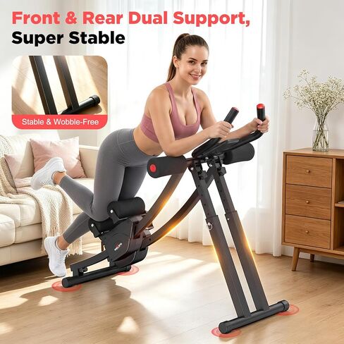 RELIFE REBUILD YOUR LIFE Dual Track Ab Machine, Foldable Abdominal Workout Trainer, Independent Ab Workout Equipment for Home Gym, Core Strength Training Gear Max Load 440 LBS in Kuwait